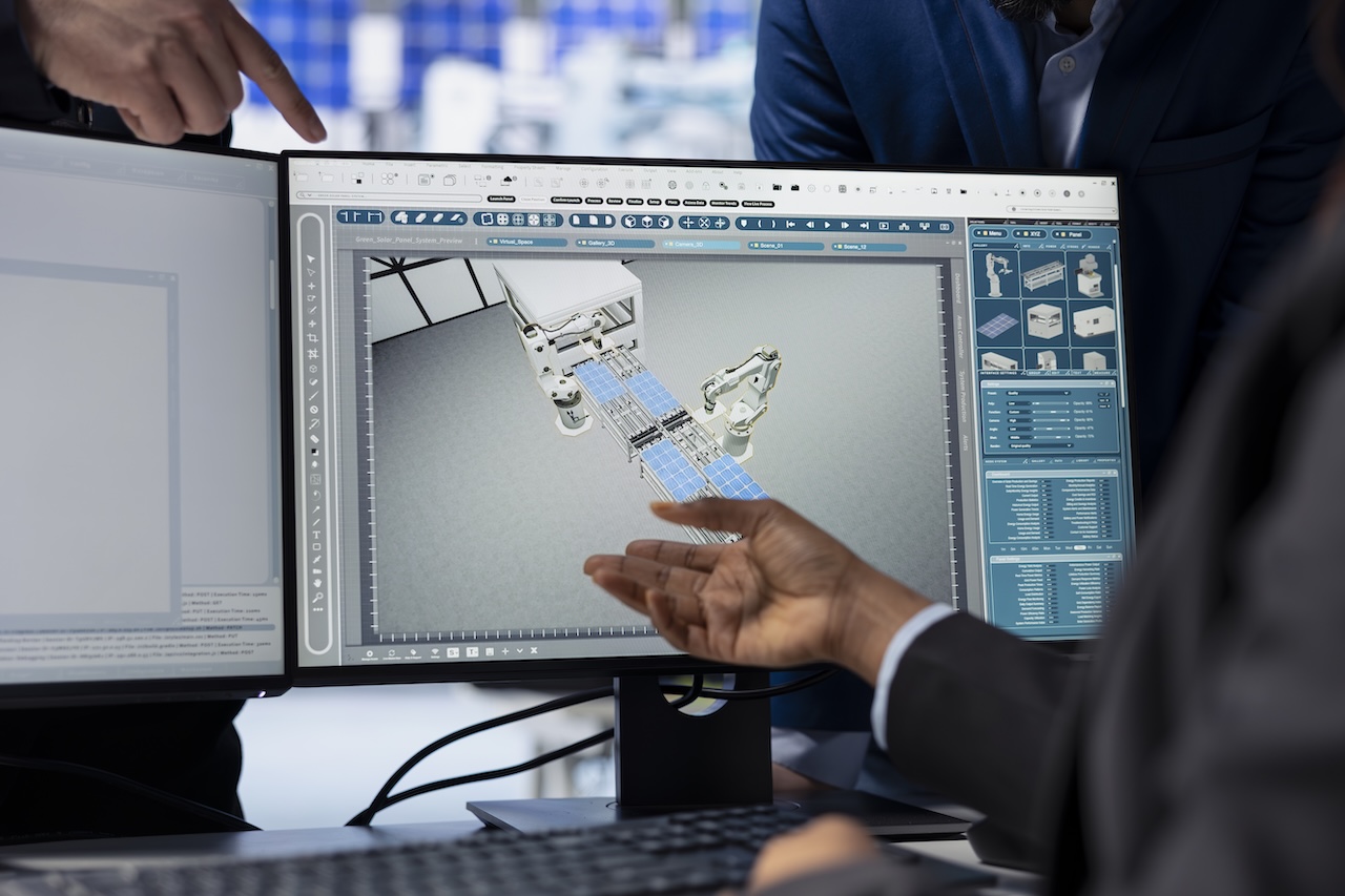 Confronto tra software CAD 3D per la progettazione meccanica: simulazione e modellazione parametrica in Autodesk Inventor su assieme industriale.
